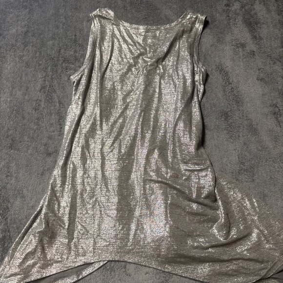 EILEEN FISHER $118 Metallic Sheen 100% Organic Linen Tank Top Size Xs - Picture 6 of 6